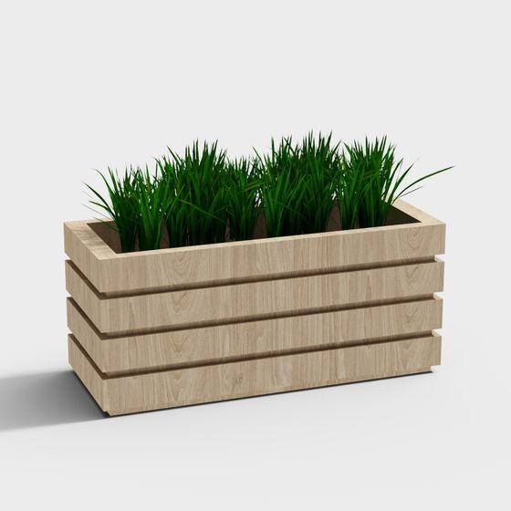 Modern Minimalist Wooden Planter 3D model