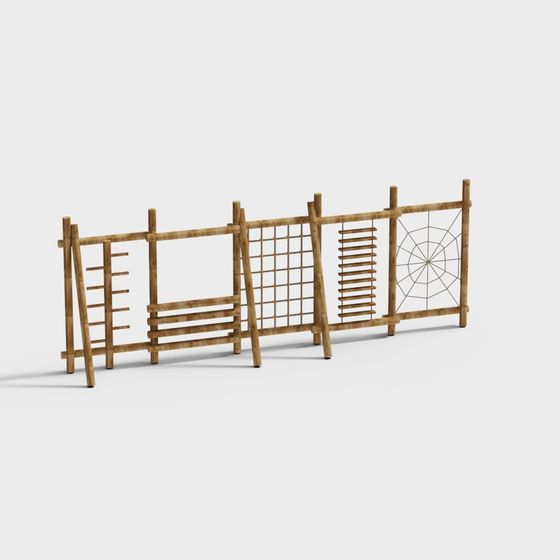 Low-Poly Bamboo Fence 3D Model