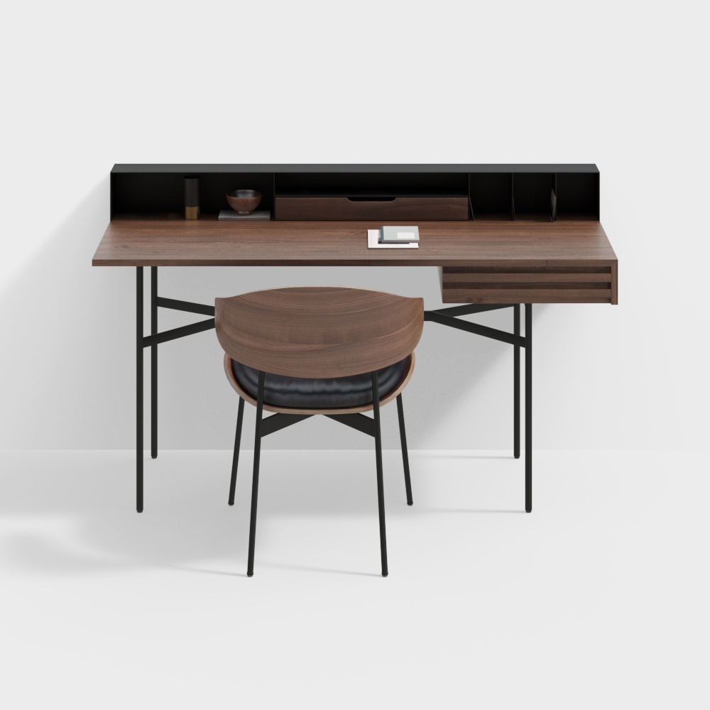 Simple modern office desk and chair set