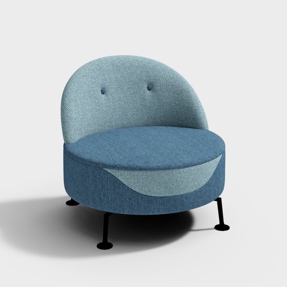 Low Polygon Blue Armchair 3D model