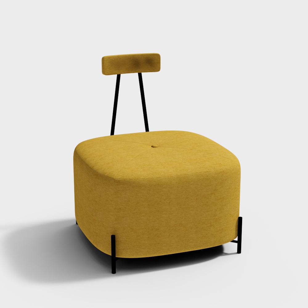 Cozy Lounge Chair 3D Model – Minimalist Mustard Design