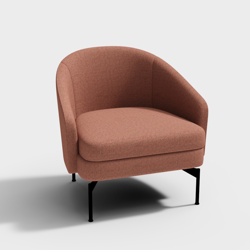 Unique Low Poly 3D Chair Model – Coral Fabric Design