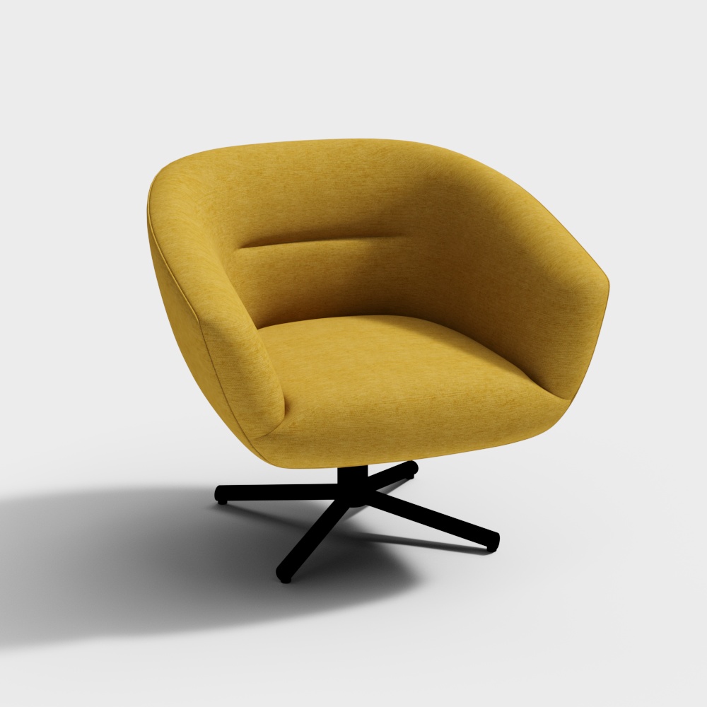 Modern Yellow Swivel Chair 3D Model – Low-Poly Fabric