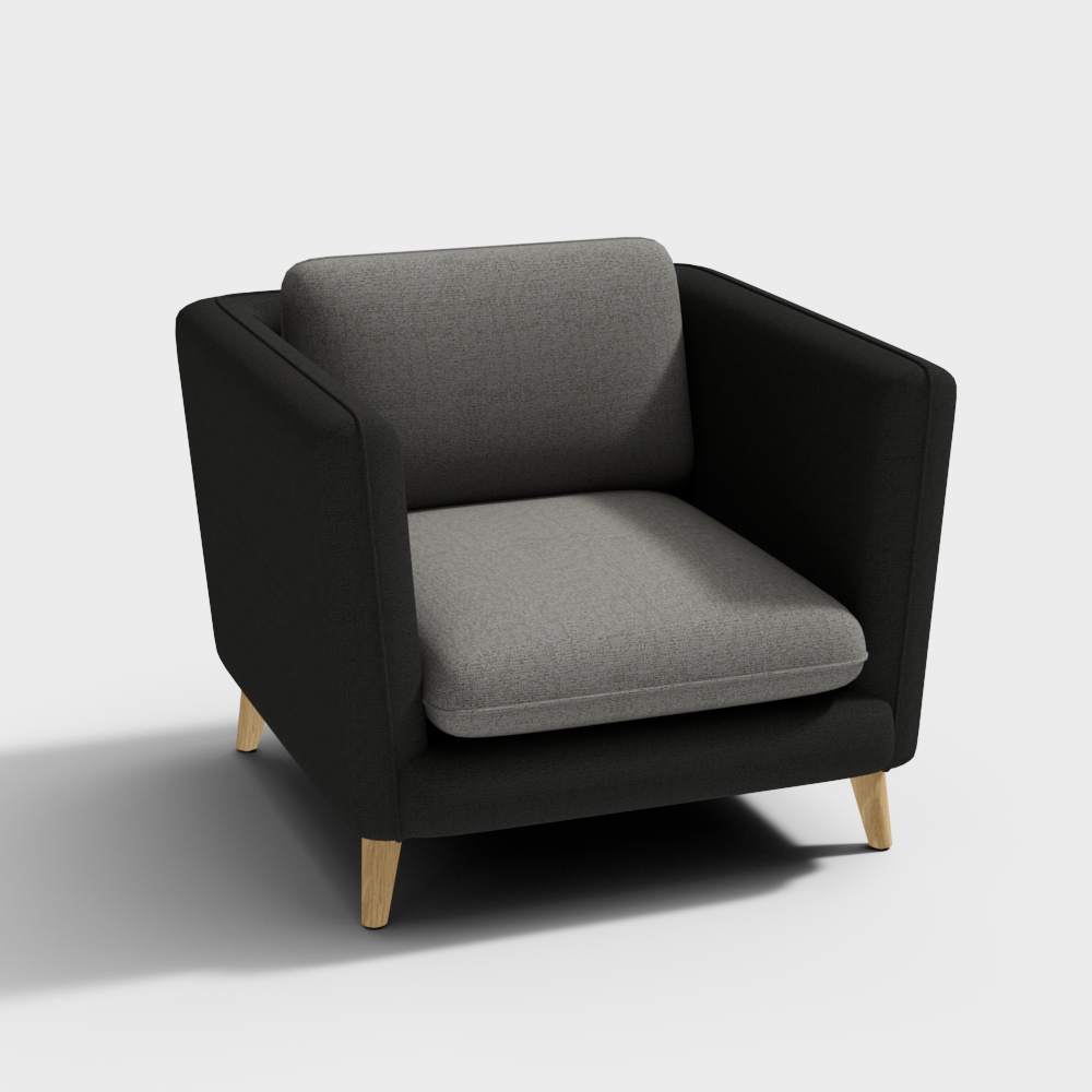Urban Sofa 3D Model – Modern Minimalist Dark Grey Design