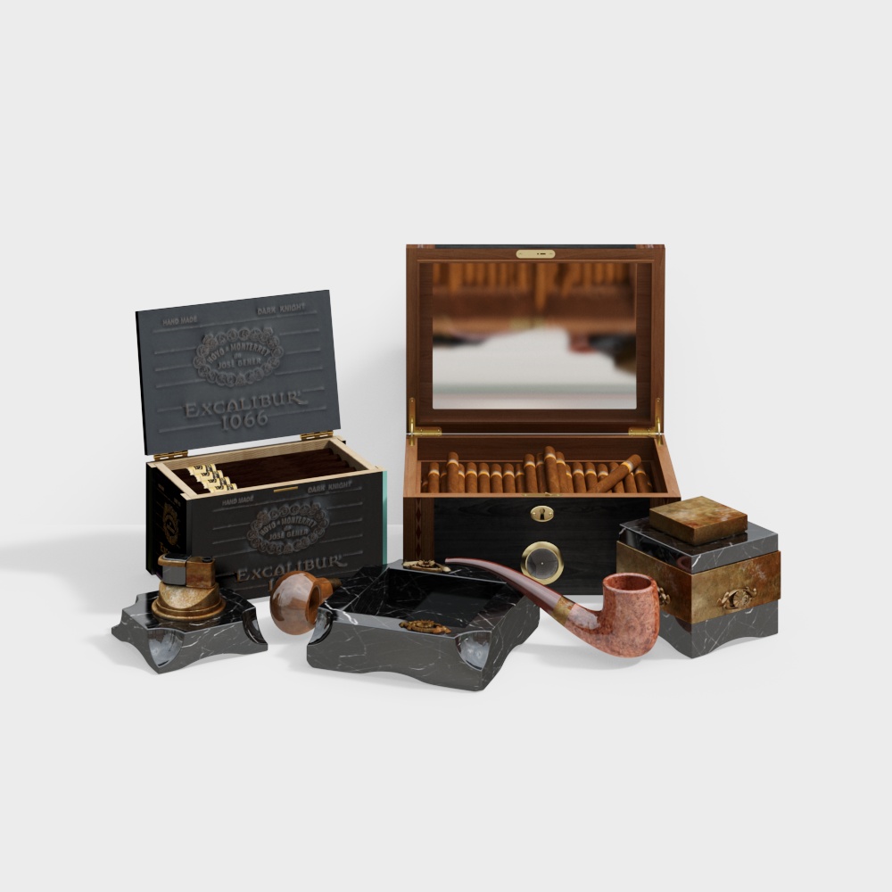 Luxury Cigar Box Set 3D model