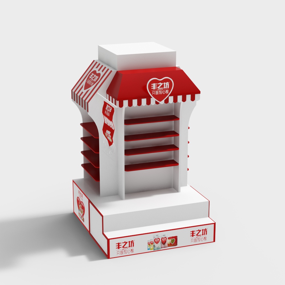 Low-Poly Red and White Shelf 3D model