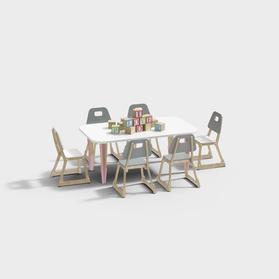 Kids Play Table and Chair Set 3D model