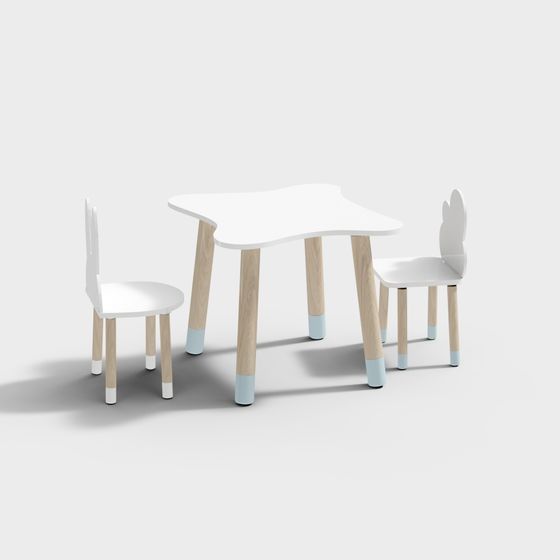 Cloud Table and Chair Set 3D model