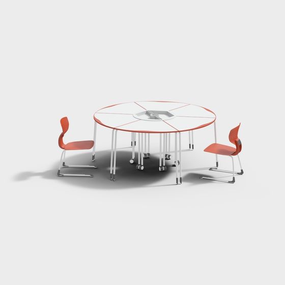 Modern Low-Poly Round Table and Chair Set 3D model