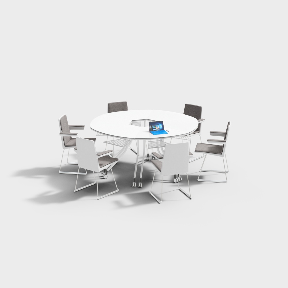 Modern Conference Table and Chair Set 3D Model – Minimalist Design