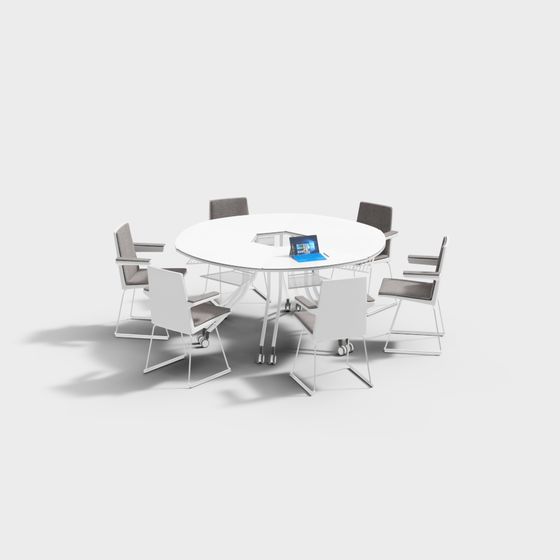 Modern Minimalist Conference Table and Chair Set 3D model