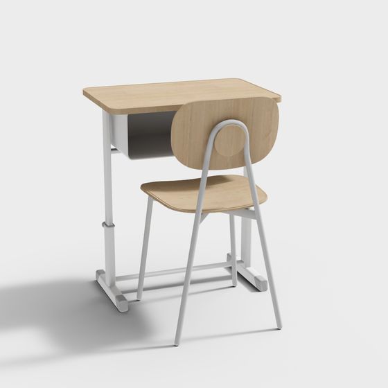Modern Campus Desk and Chair 3D Model