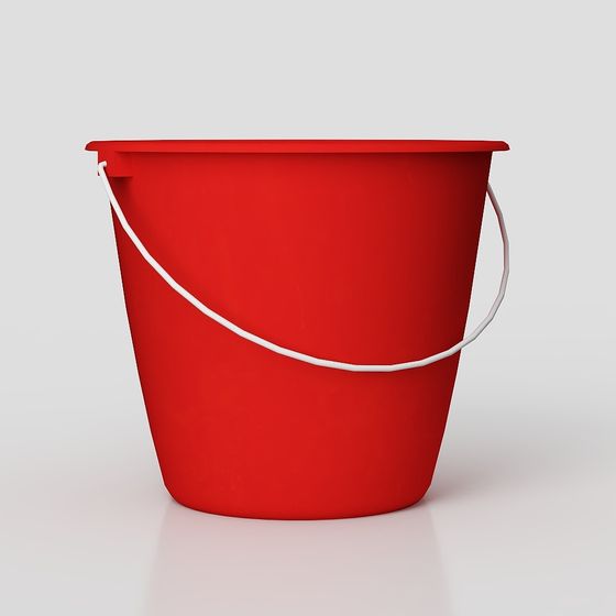 Vibrant Red Plastic Bucket 3D Model