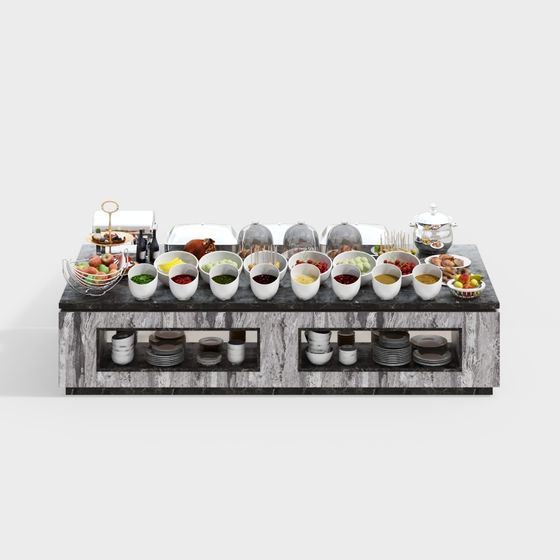 Luxurious Buffet Table 3D model