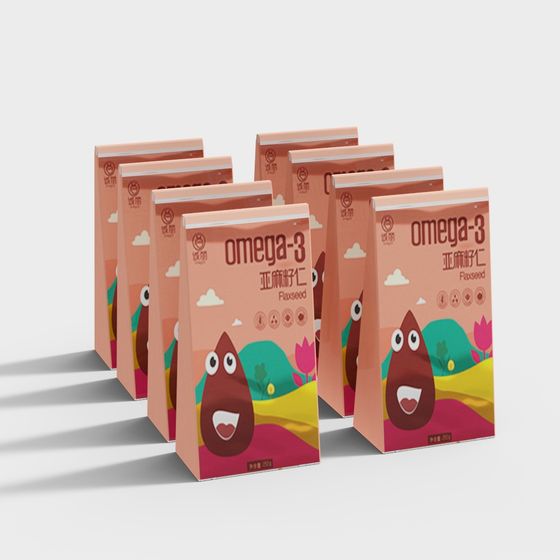 Omega-3 Flaxseed Packaging Box 3D model