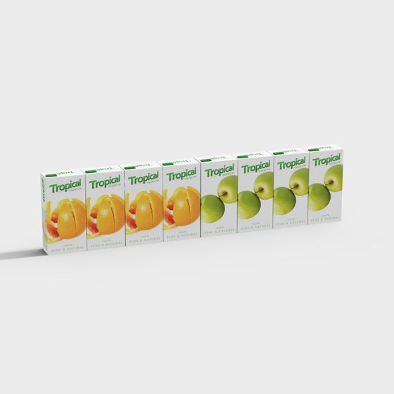 Tropical Premium Juice Box 3D Model for Creative Projects