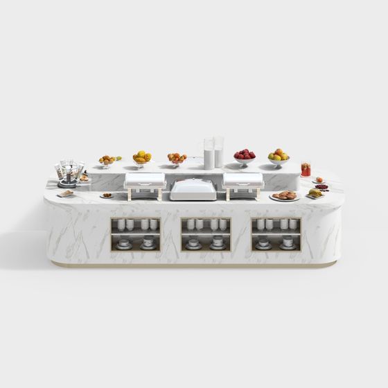 Elegant Marble Buffet Counter 3D model
