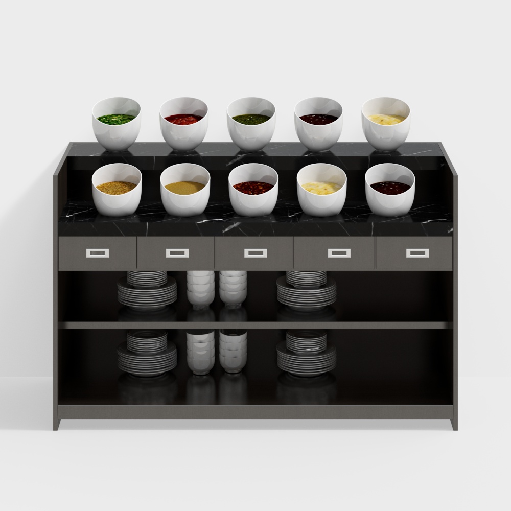 Table à condiments de restaurant de restauration rapide