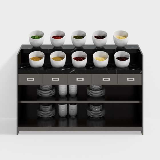 Spice Display Cabinet 3D model for Modern Kitchens
