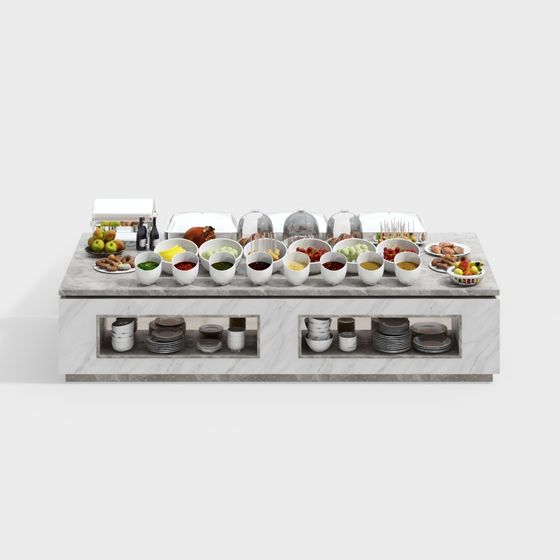 Elegant Buffet Table 3D model for Modern Spaces