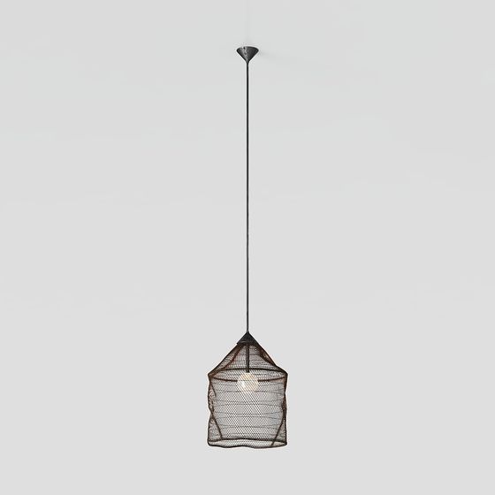 Industrial Aesthetic Low-Poly Pendant Light 3D model