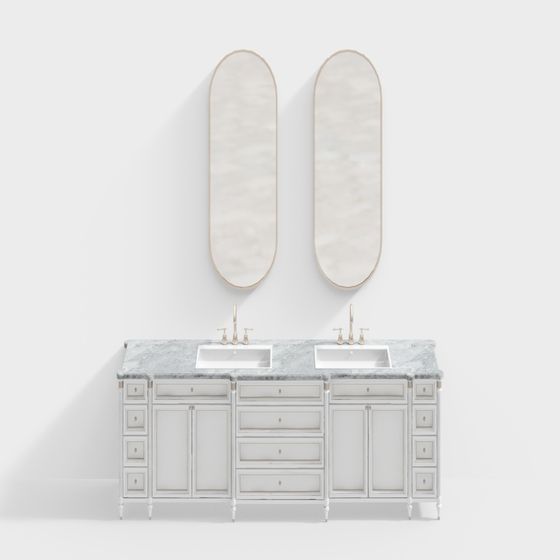 Elegant Double Sink Vanity 3D model