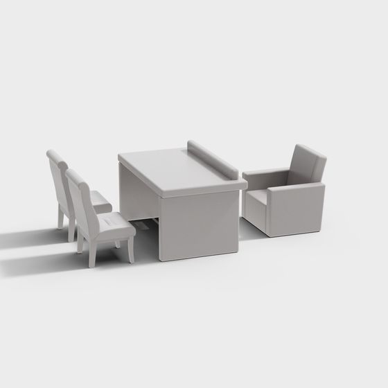 Urban Corner Coffee Table and Chairs Set 3D model