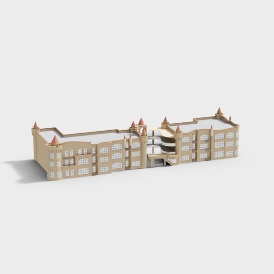 Castle Style Office Building 3D model for Creative Projects