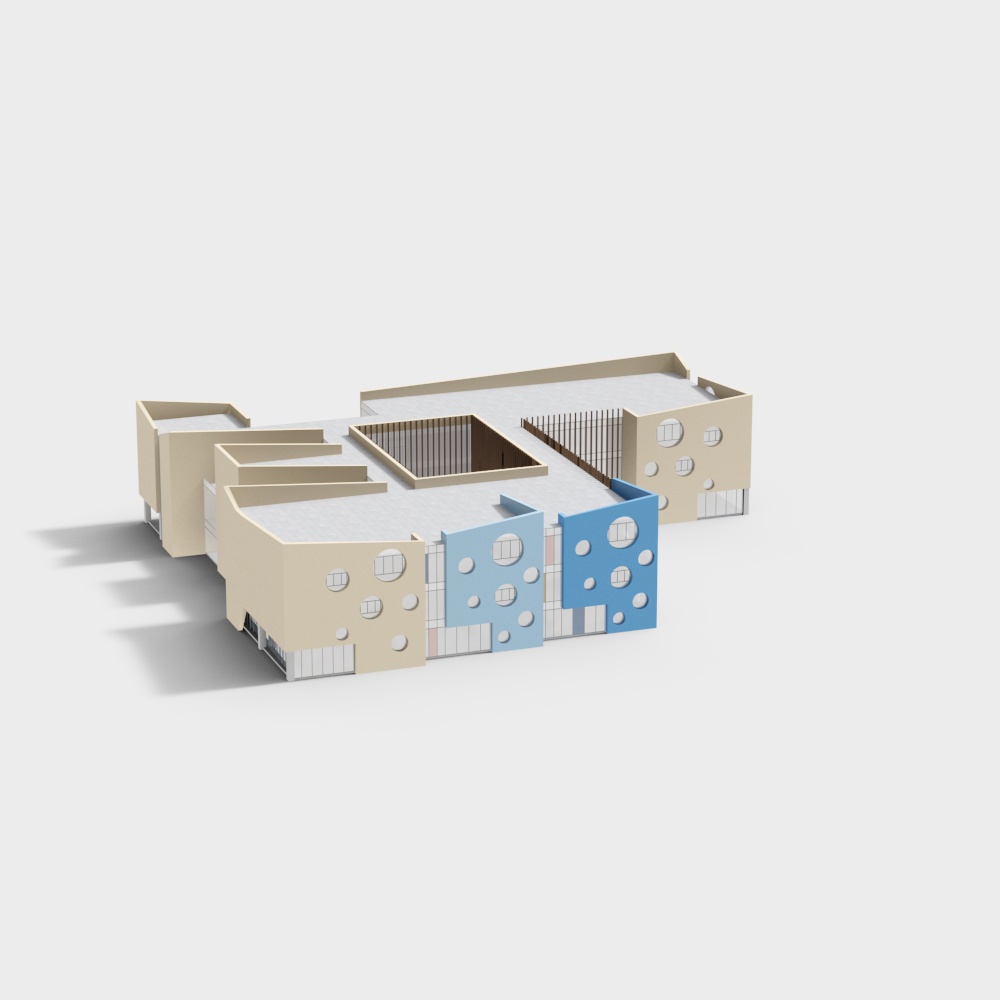 Modern creative kindergarten building in public space