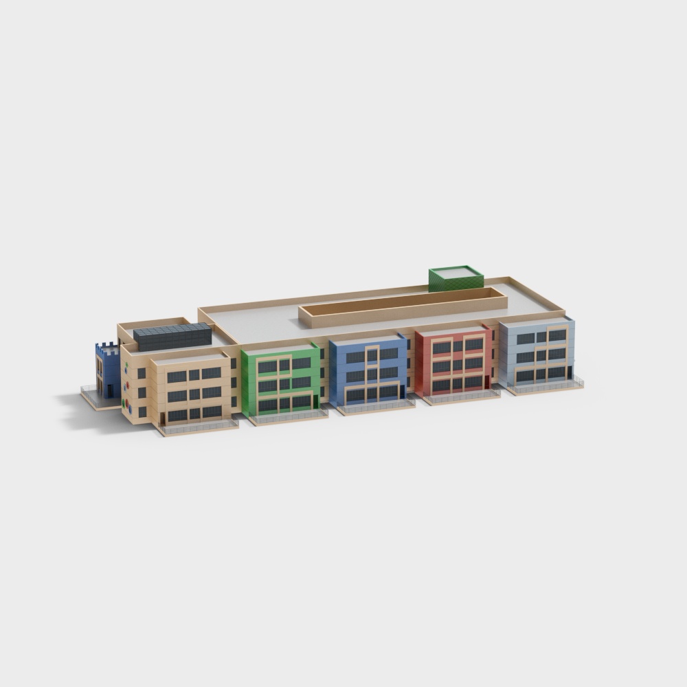 Vibrant Urban Blocks 3D Model for Creative Projects