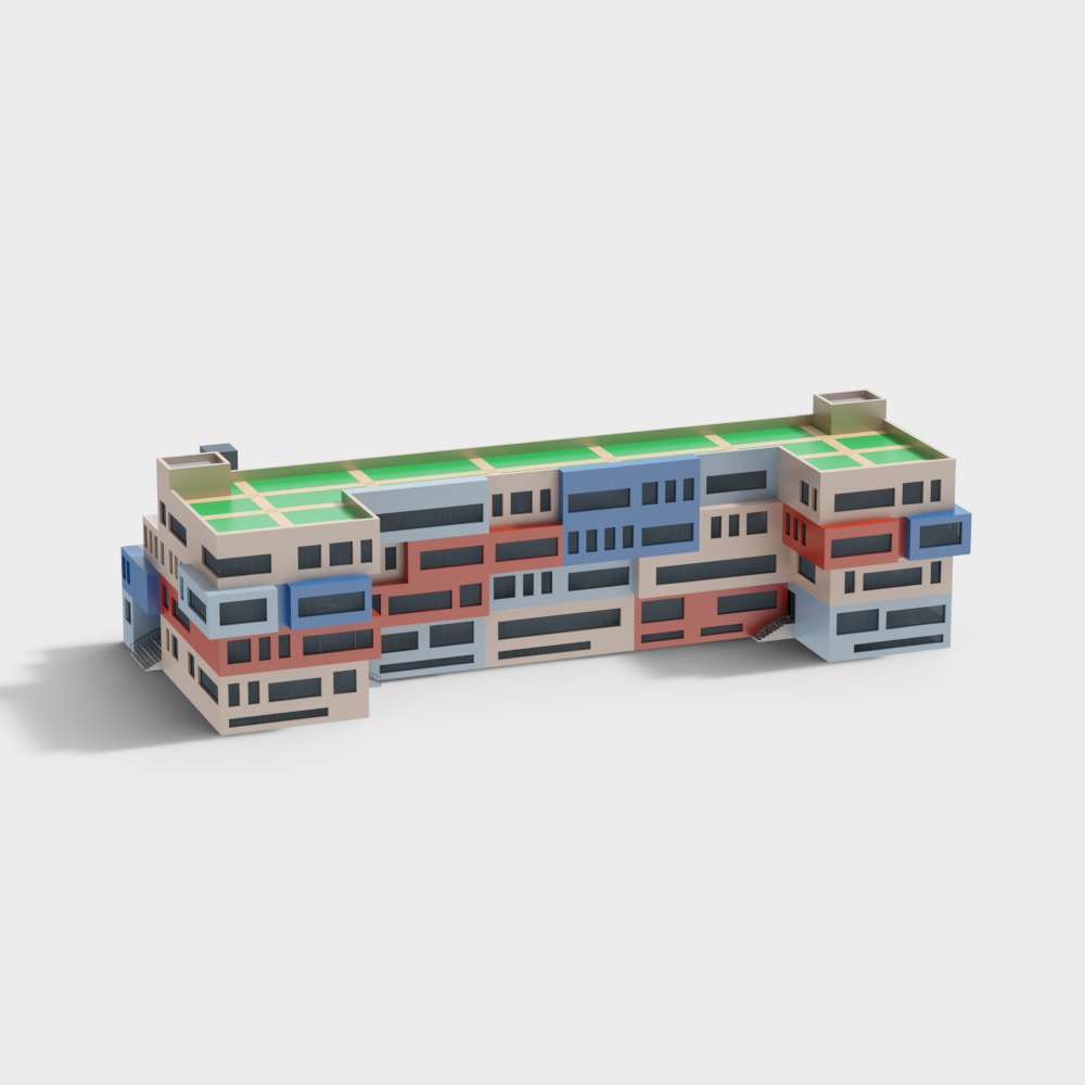 Public space modern traditional large kindergarten building