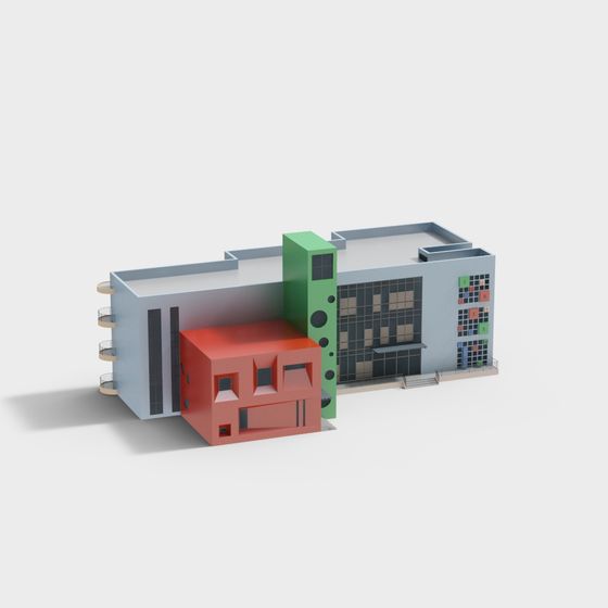 Multifunctional Abstract Building 3D model