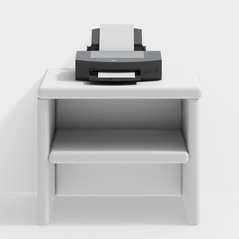 Compact Desk and Printer Combo 3D model