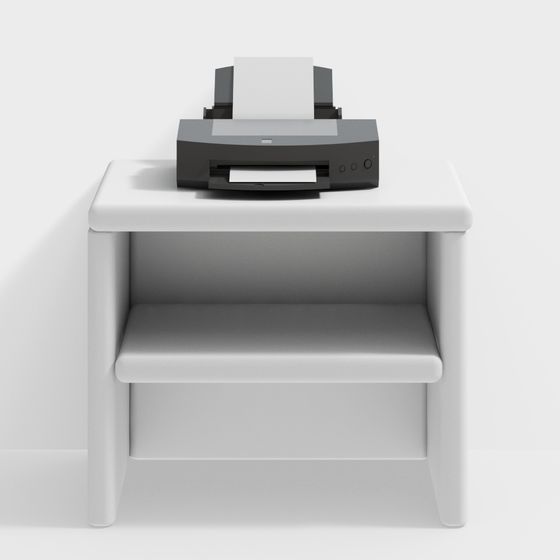 Compact Desk and Printer Combo 3D model