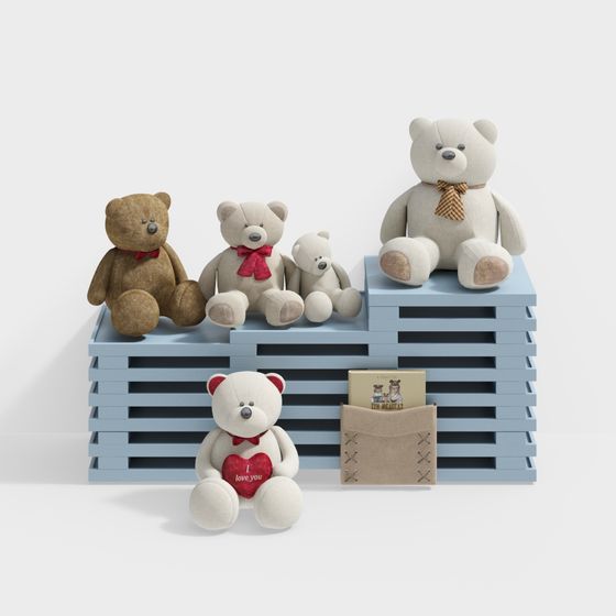 Charming Teddy Bear Family 3D Model for Creative Use