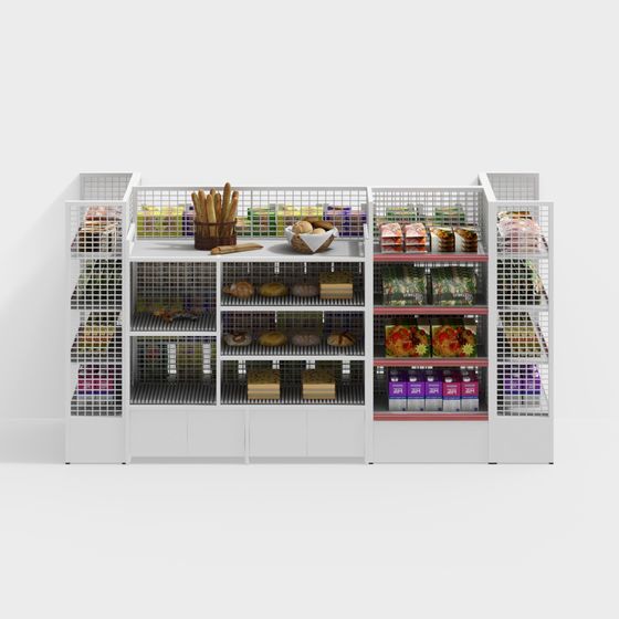 Modern Bakery Display Shelf 3D Model