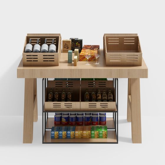 Wooden Multi-Functional Display Rack 3D model for Creative Spaces
