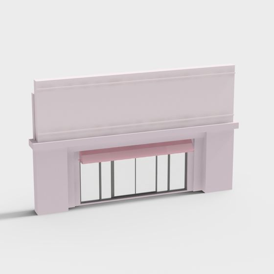 Elegant Minimalist Living Room Fireplace 3D model