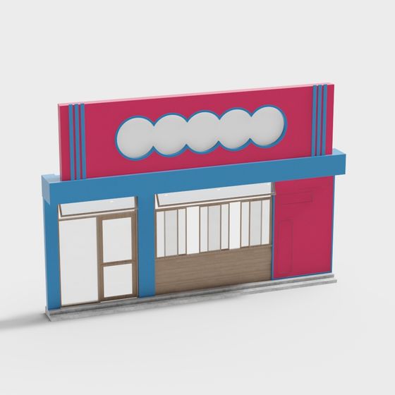 Vibrant Low-Poly Building 3D Model