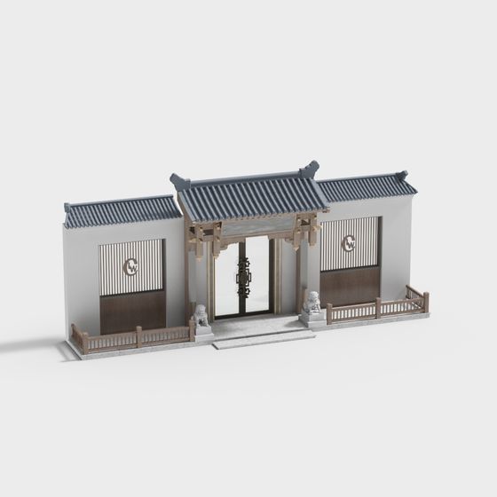 Low-Poly Traditional Chinese Arch 3D Model