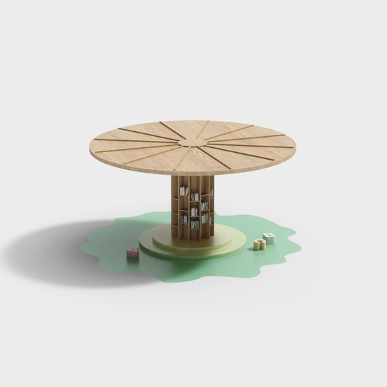 Rotating Bookshelf Coffee Table 3D model