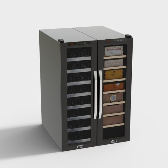 Stylish Wine & Cigar Cabinet 3D model for Modern Spaces