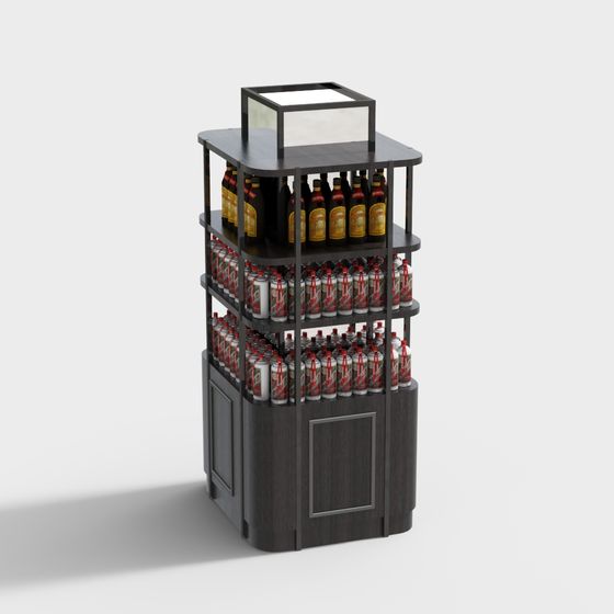 Low-Polygon Bar Display Rack 3D Model