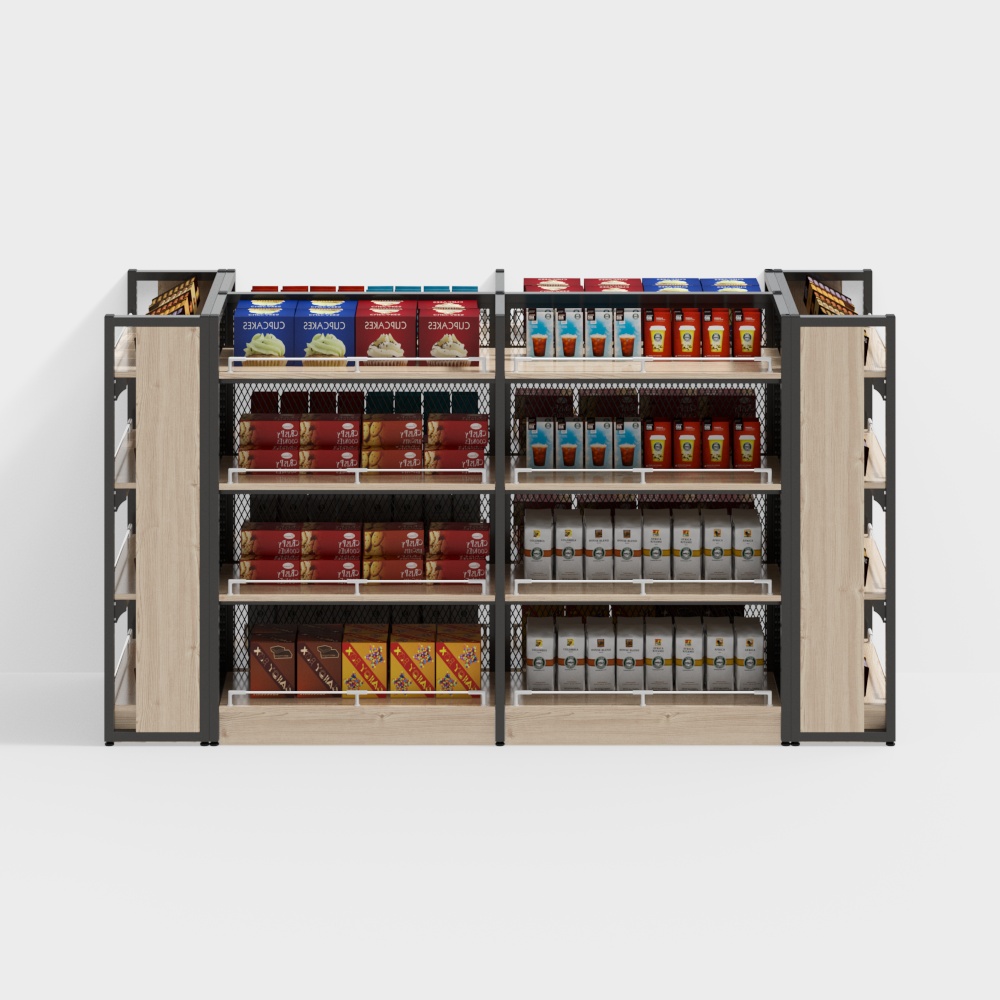 Supermarket island shelves