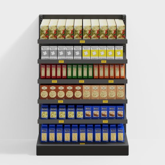 Vibrant Low-Poly Supermarket Shelf 3D model