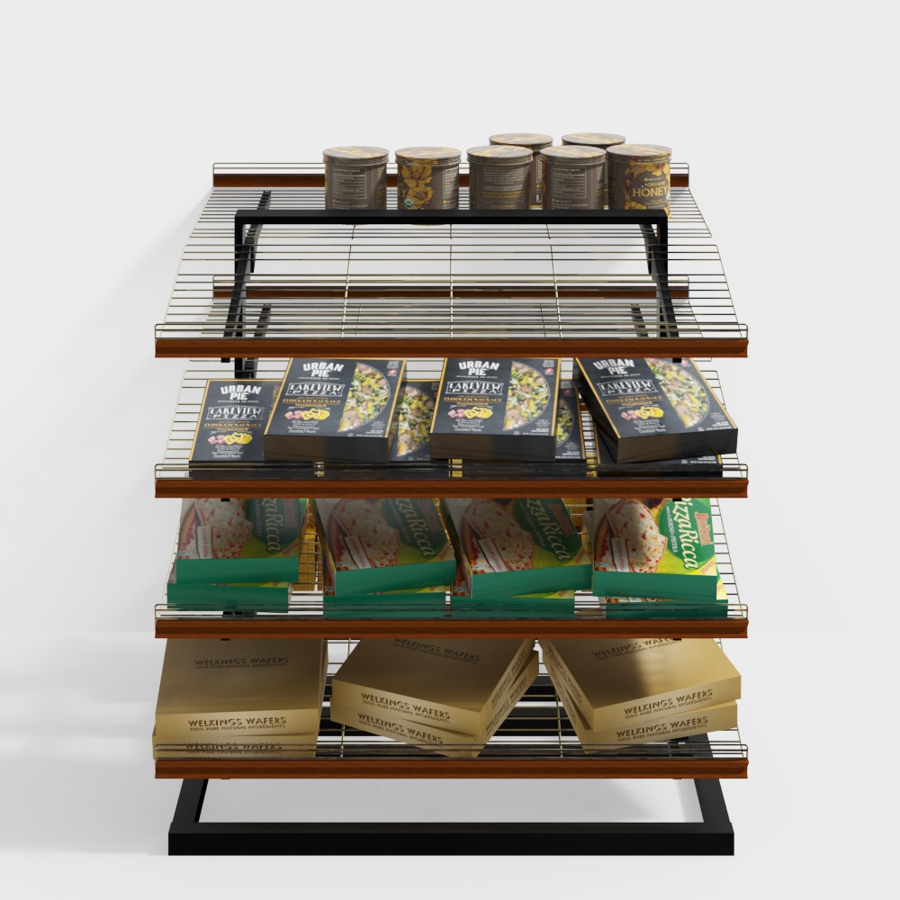 Vibrant Low-Poly Retail Shelf 3D model