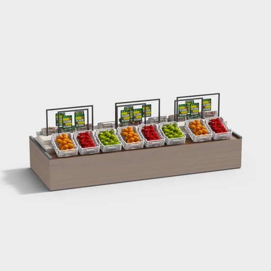 Vibrant Low-Poly Fruit Stand 3D model