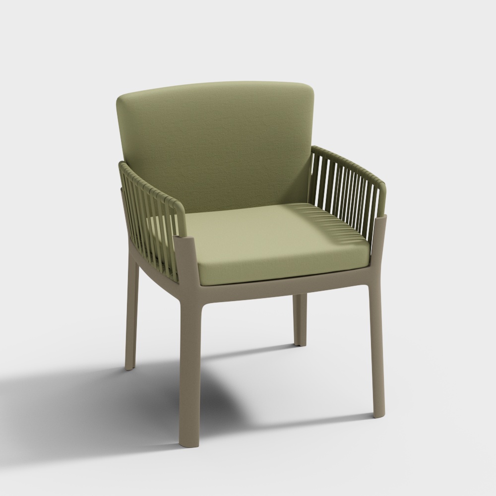 Urban Green Chair 3D Model – Low-Poly Fabric Seat