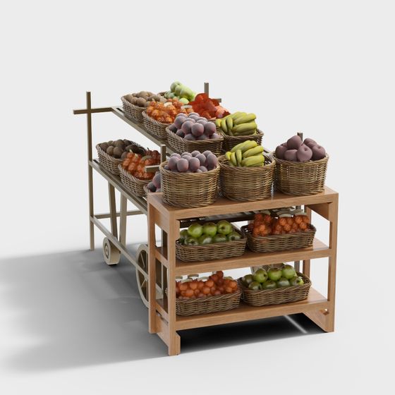 Realistic Fruit Cart 3D model for Creative Projects