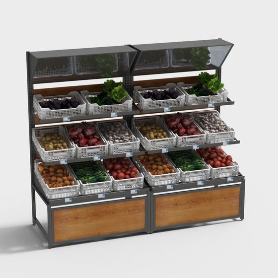 High-Detail Vegetable Rack 3D Model for Virtual Environments